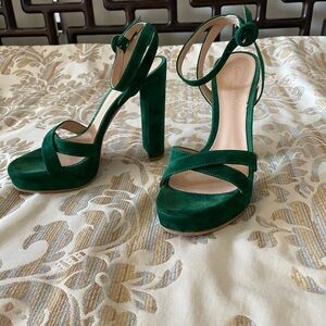 Gianvito Rossi Emerald Green Suede Platform Sandals